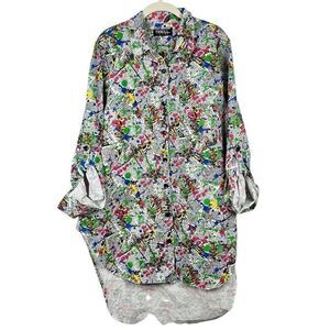 Thrill Jeans Graffiti Splatter Paint Letter Button Down Fringe Bottom Top 2X